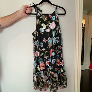 Bloomingdales AQUA Floral Embroidered Shit Dress